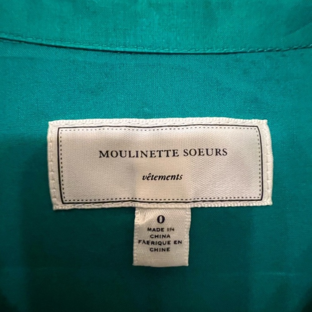 Anthro Moulin Sours 100% Cotton Kelly Green Button Down A-Line Shirt Dress - Picture 9 of 12